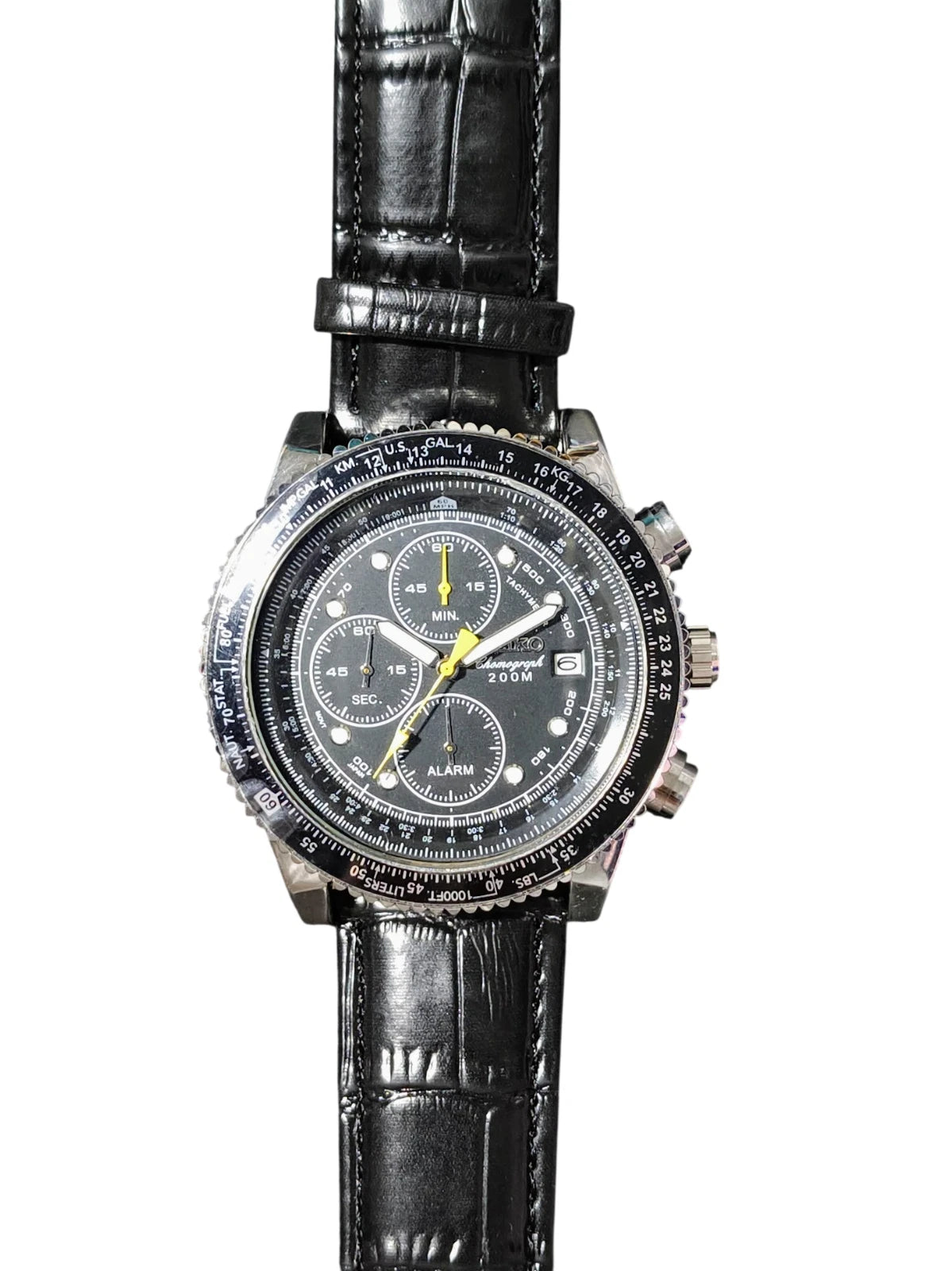 Seiko Watch Mens Black Wristwatch