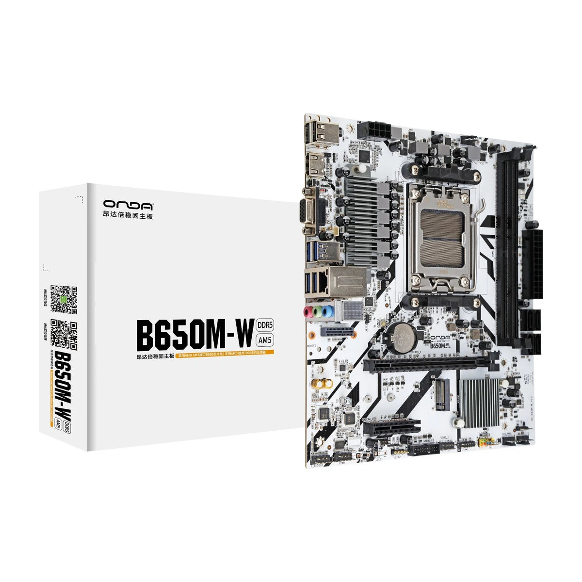 ONDA B650M-W Motherboard AMD Ryzen AM5 Socket DDR5 MATX RGB - GPU Hub