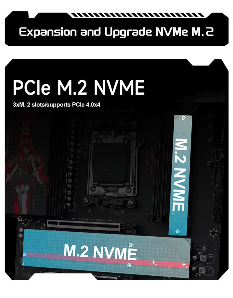 JGINYUE B650M Night Devil MATX Motherboard DDR5 AMD Ryzen AM5 Desktop - GPU Hub