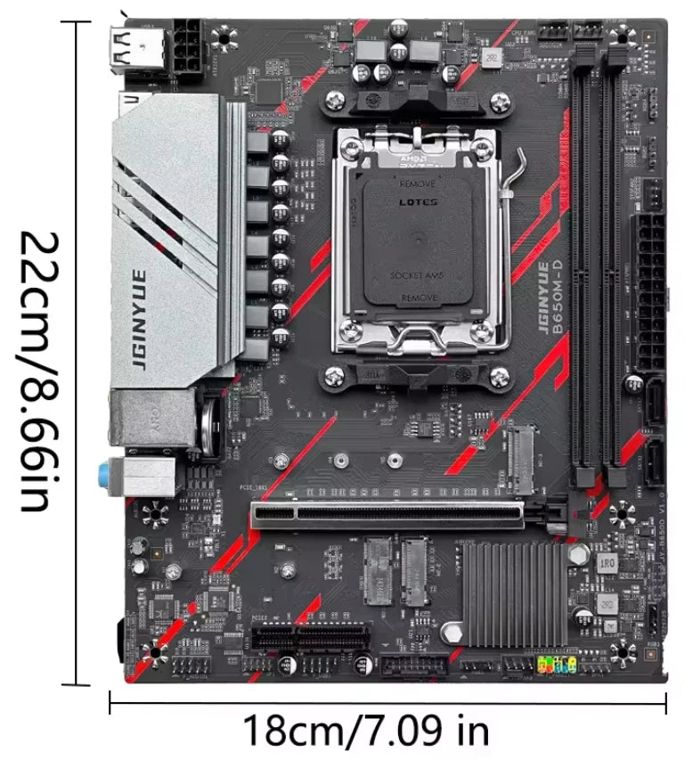 JGINYUE B650M D Motherboard AMD Ryzen AM5 Socket DDR5 MATX ARGB - GPU Hub