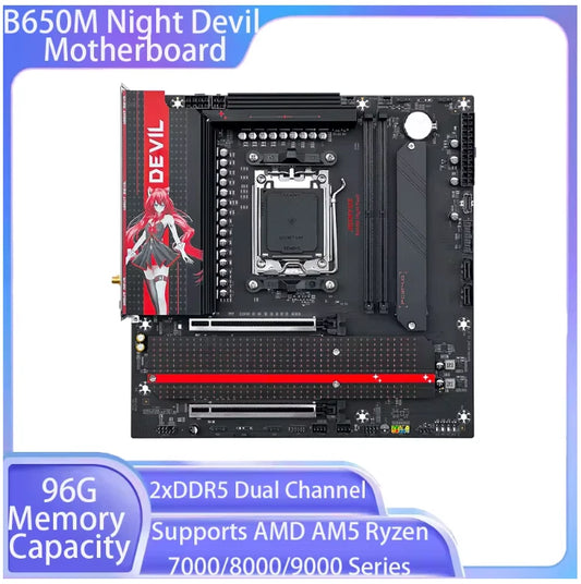 JGINYUE B650M Night Devil MATX Motherboard DDR5 AMD Ryzen AM5 Desktop - GPU Hub