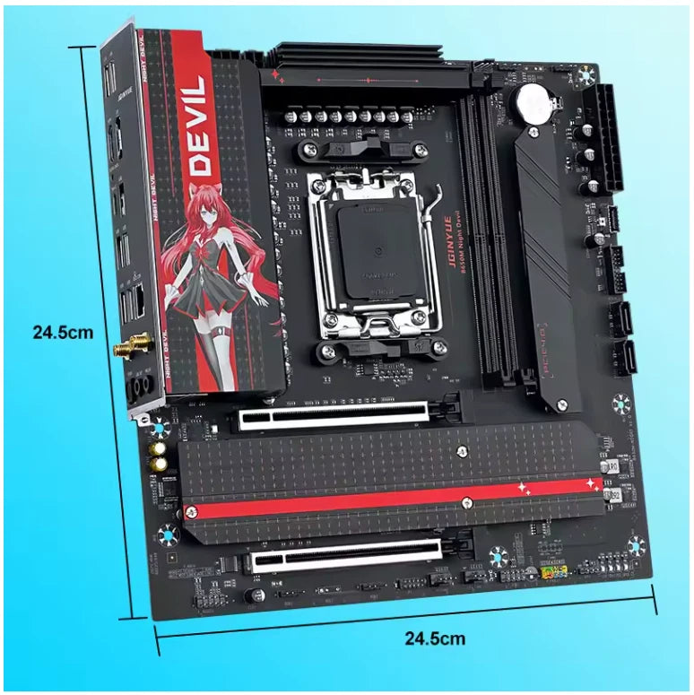 JGINYUE B650M Night Devil MATX Motherboard DDR5 AMD Ryzen AM5 Desktop - GPU Hub