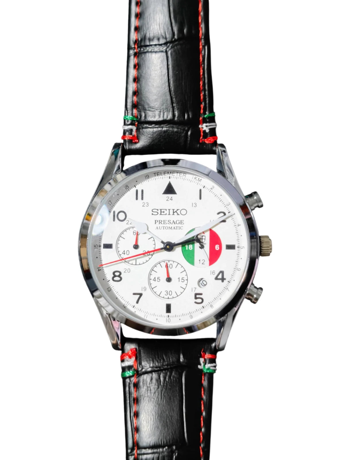 Seiko Watch Mens Green Red White Wristwatch