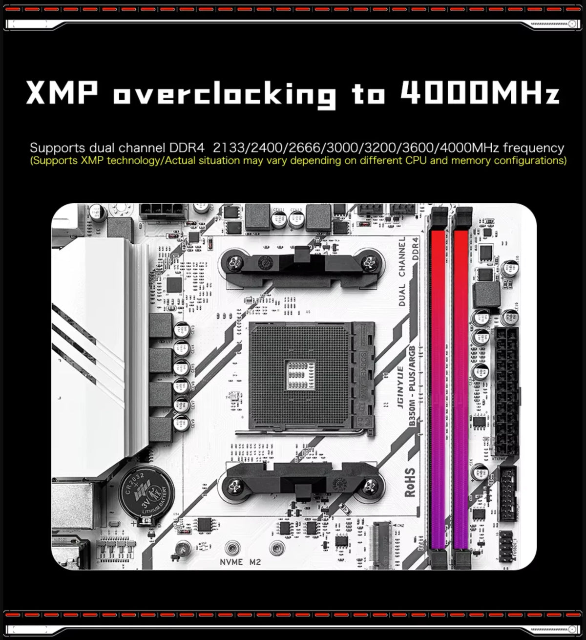 JGINYUE B350M PLUS ARGB Motherboard AMD Ryzen AM4 Socket DDR4 - GPU Hub