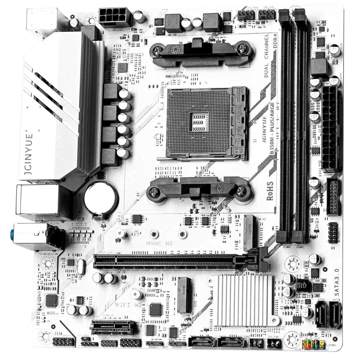 JGINYUE B350M PLUS ARGB Motherboard AMD Ryzen AM4 Socket DDR4 - GPU Hub