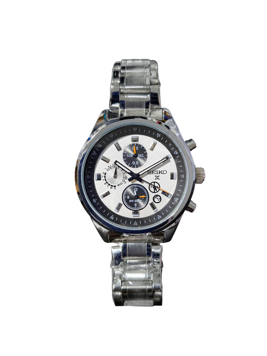 Seiko Watch Mens Black White Wristwatch