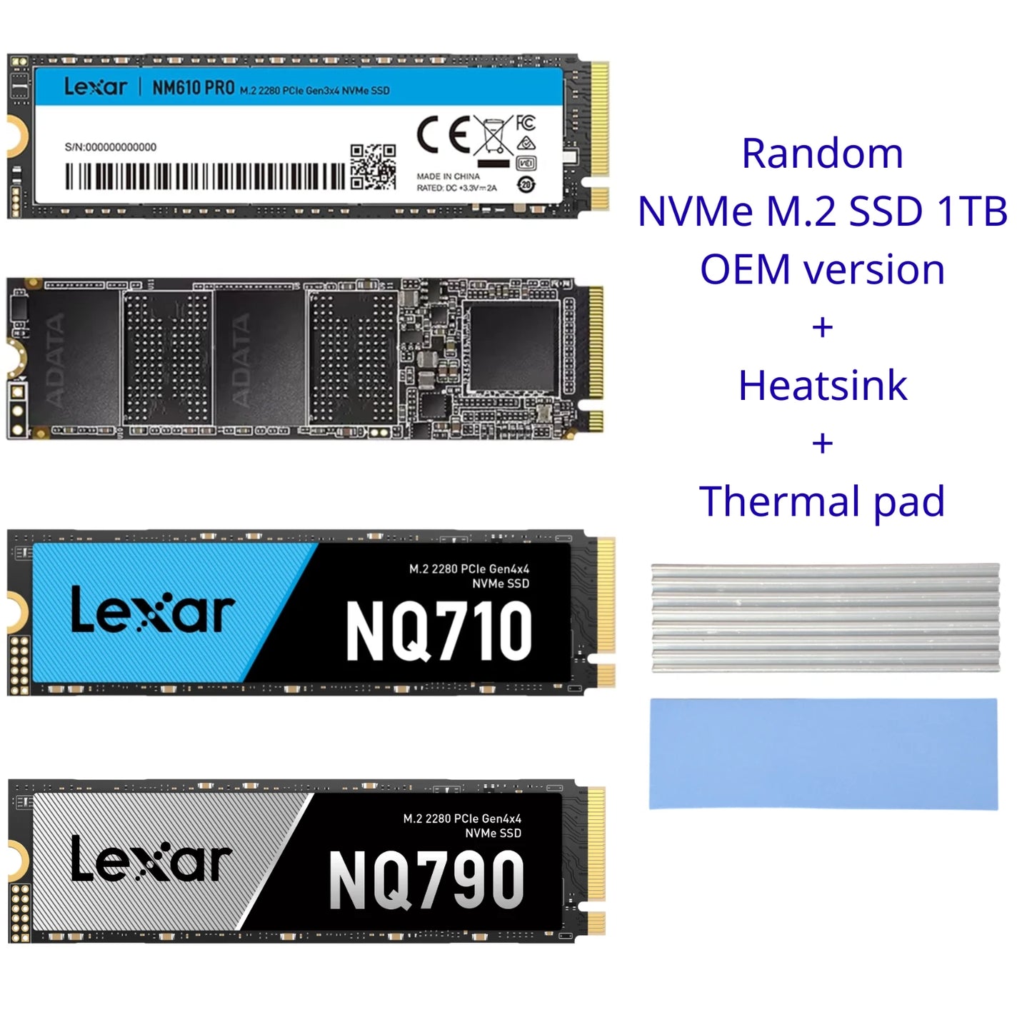 Lexar / ADATA NVMe M.2 2280 SSD 1TB PCIe OEM version No retail packaging