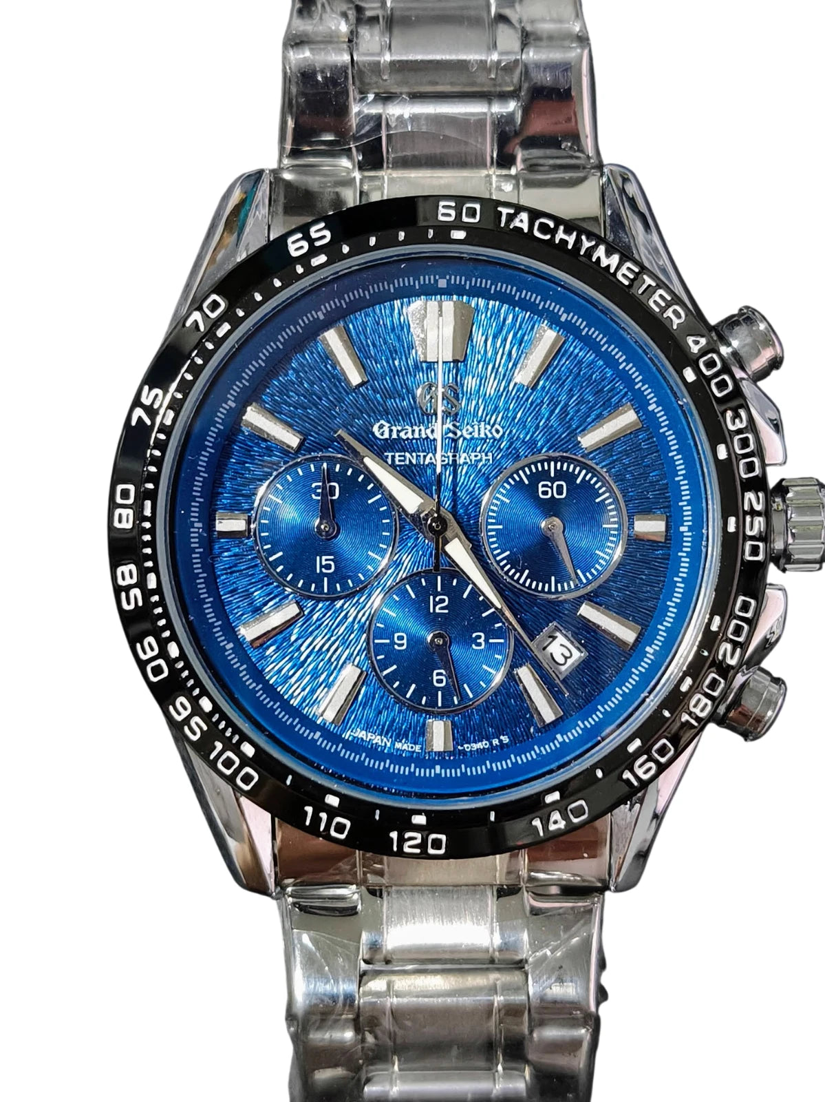 Seiko Watch Mens Blue Black Silver Wristwatch