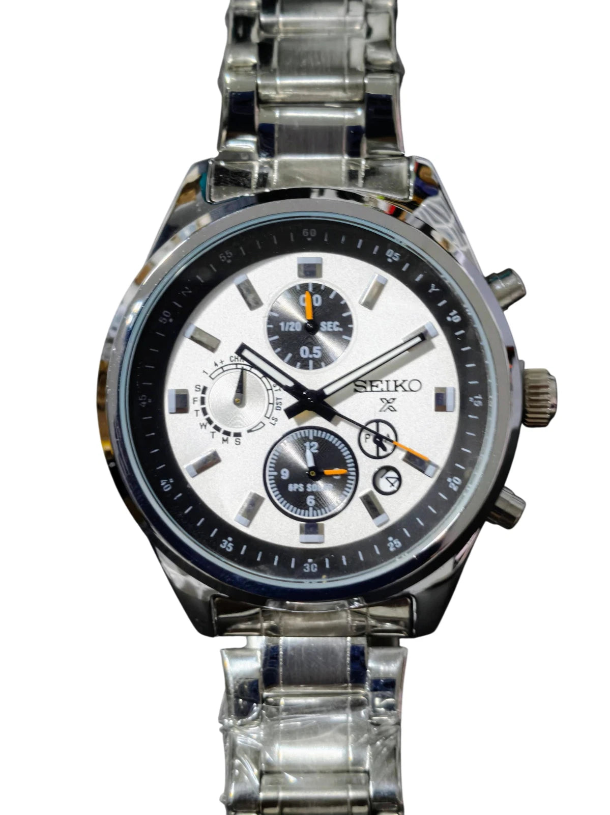 Seiko Watch Mens Black White Wristwatch
