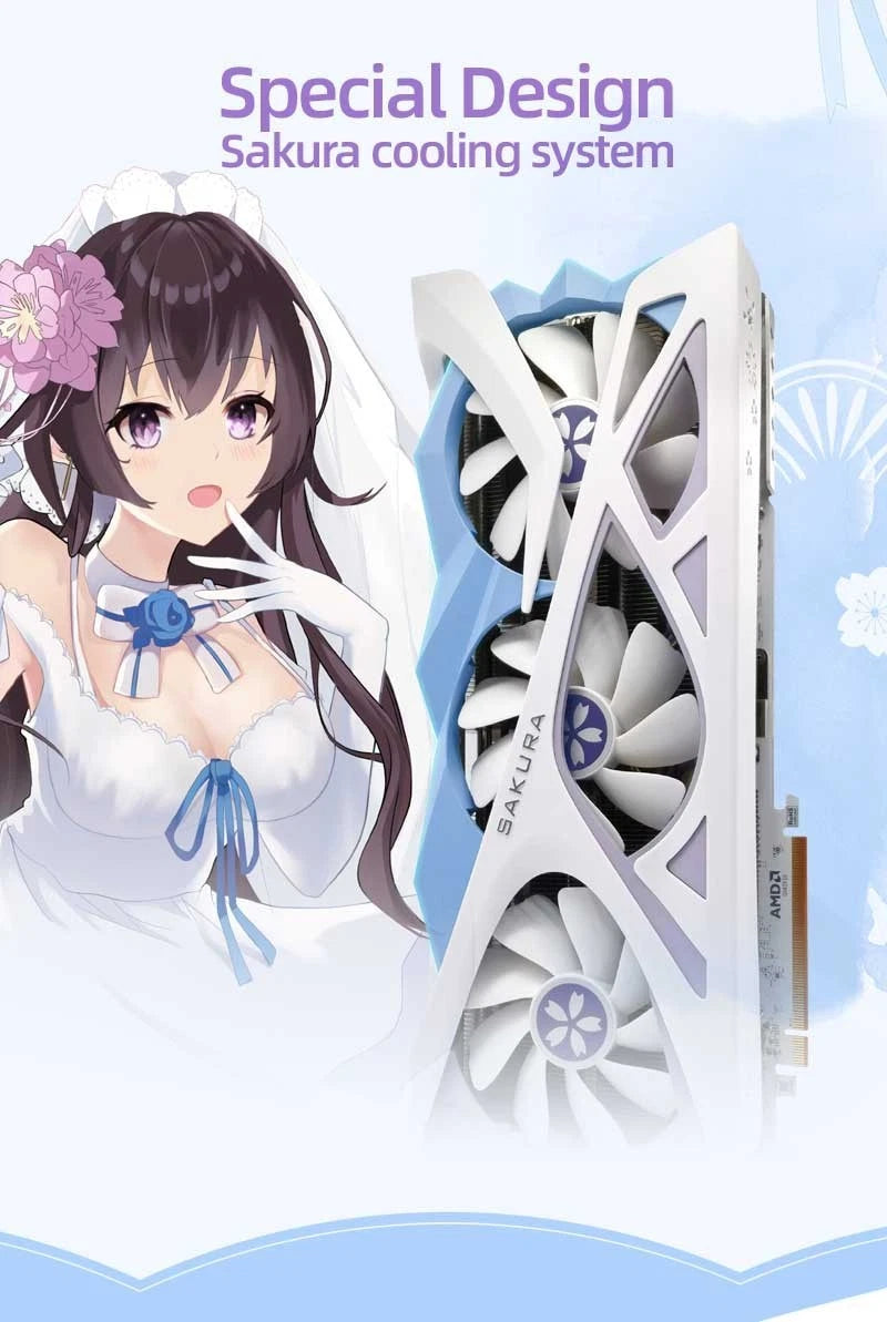 RX 7800 XT 16GB Graphics card AMD Radeon Ray tracing VR FSR Yeston Sakura Hitomi (Used)