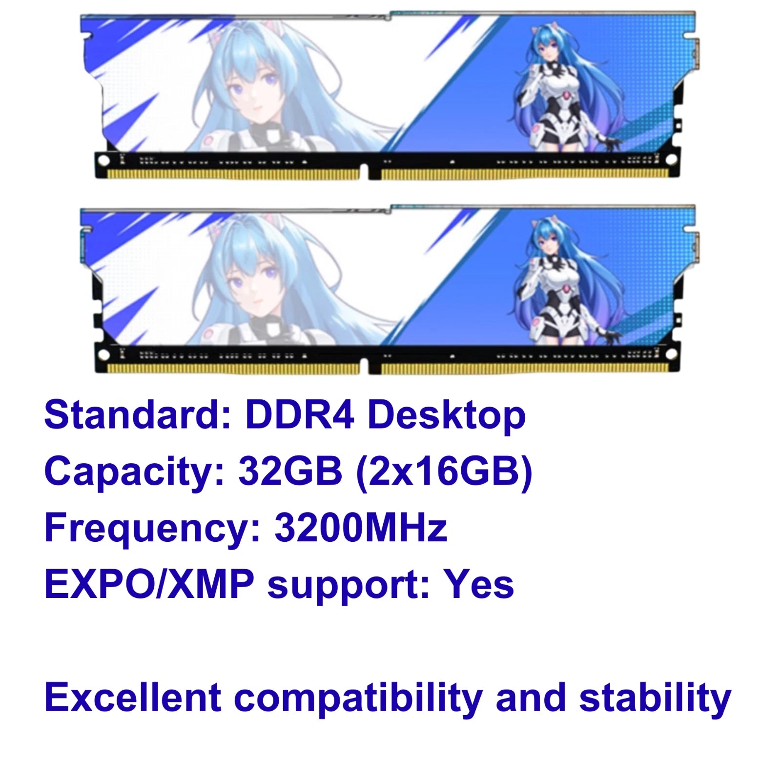 GASHO DDR4 32GB (2 x 16GB) RAM 3200 MHz Memory AMD EXPO Intel XMP DRAM Desktop - GPU Hub
