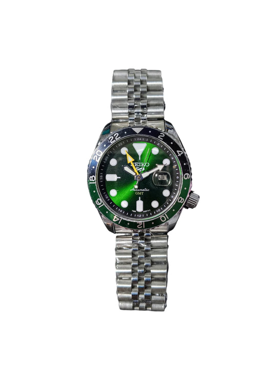 Seiko Watch Mens Green Black Wristwatch