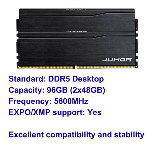 JUHOR DDR5 RAM 96GB (2 x 48GB) 5600 MHz Memory AMD EXPO Intel XMP